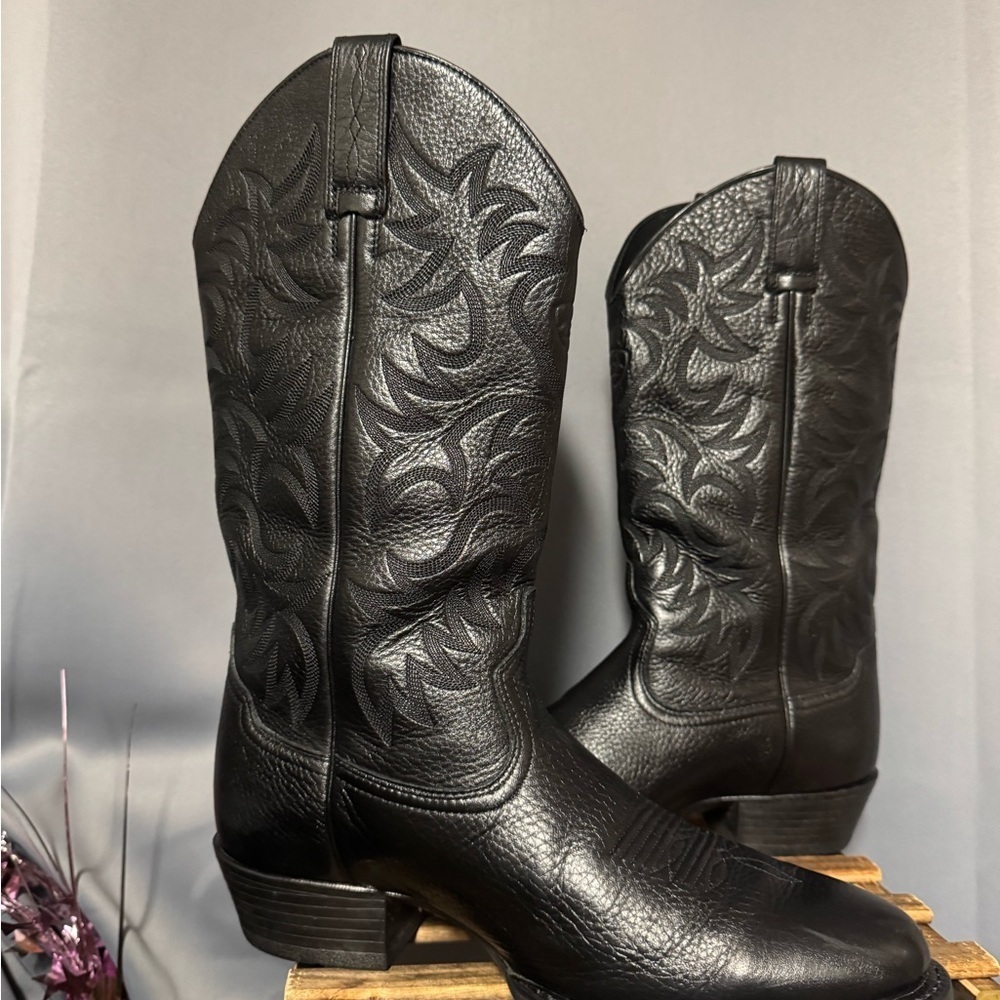 Ariat Black Embossed Leather Western Boots